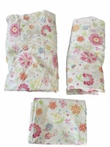 Pottery Barn Kids Pink flowers Paisley  Toddler Sheet Set &amp; Pillowcase - £19.66 GBP