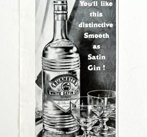 Primary image for Burnett's White Satin Gin 1954 Advertisement UK Import Distillery DWII9