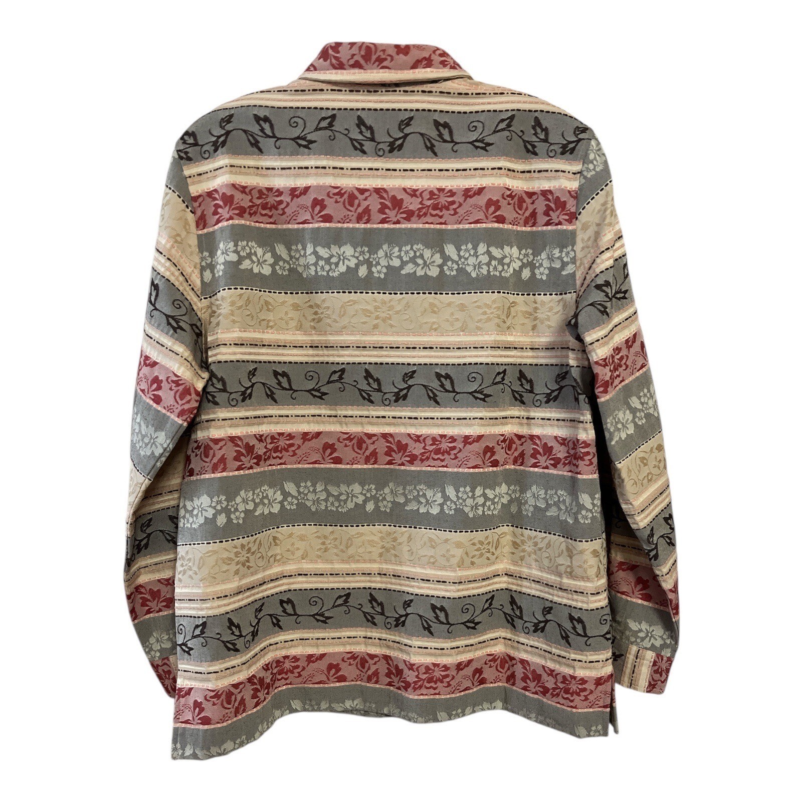 Alfred Dunner Petite 10P Button Front Long Sleeve Shirt Striped Floral Pattern V Item image 5