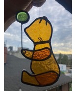 Vintage Rare Leaded Balloon Bear Stained Glass Suncatcher 5" Cute - $9.90