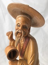 Oriental Carved Wood Figurine Asian Man 12&quot; - £40.05 GBP