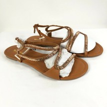 Wanted Womens Sandals Strappy Faux Leather Gold Trim Brown Size 9 - £15.41 GBP