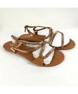 Wanted Womens Sandals Strappy Faux Leather Gold Trim Brown Size 9 - £15.37 GBP
