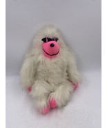 Vintage PM International Stuffed Monkey Plush White W/Neon Pink Black Su... - $10.40