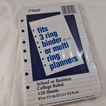 Mead Planner organizer Refill paper for 3 ring Multi Ring College Ruled ... - $14.00