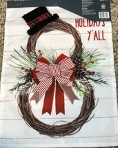 Christmas Garden Flag 12.5&quot;x18&quot; 3D Snowman Shape Twig Wreath - $13.86