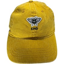 Autumn Gold Embroidered Bee Kind Washed Cotton Twill Strapback Baseball Hat - $12.45