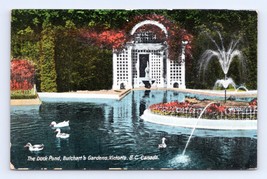 Duck Pond and Fountain Butchart Gardens Victoria BC Canada UNP DB Postcard F18 - £2.41 GBP