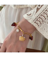 Artistic Copper-Plated Multi-branch Bracele, Strawberry and Bee Bracelet... - $29.96
