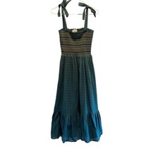 THE GREAT Green Smocked Dress Tie Strap Midi Striped Boho Sundress Size ... - £74.44 GBP