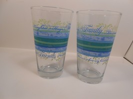 Vintage Libbey Family Friends Home Blue Green Tumbler Iced Tea Glasses Set of 2 - £11.15 GBP