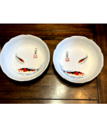 2 Vintage White Porcelain Asian Japanese Rice Bowls Koi Carp Fish Gold T... - £19.51 GBP