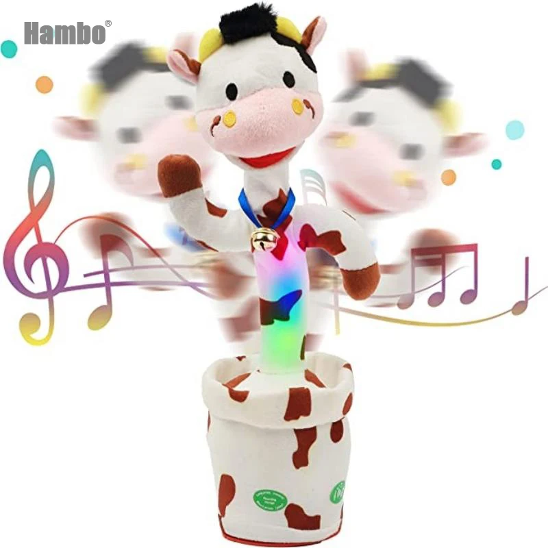 Singing Electric Dancing Cow Plush Toys Twisting Cute Cow Stuffed Animal Doll - £18.88 GBP