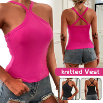 Women Summer Slim Cross Back Vest Knitting Camisole Sleeveless Top Clubwear - $12.21