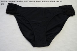 Jessica Simpson Crochet Trim Hipster Bikini Bottoms Black size M-$62 - £13.94 GBP
