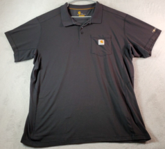 Carhartt Polo Shirt Mens Size XL Black Polyester Short Sleeve Pocket Logo Collar - £15.57 GBP