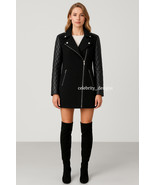 Women&#39;s Faux Leather Sleeve Black Winter Wool Mid-length Coat RRP$130 AU... - $1,472.41 MXN