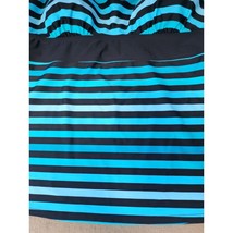 Tropical Escape Swim Top 14 Womens Black Blue Striped Pullover Padded Sw... - £13.73 GBP