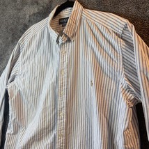 Ralph Lauren Button Up Shirt Mens XLT White Striped Real Pony Classic Fi... - $16.23