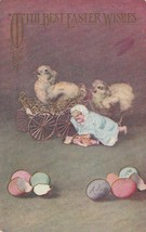 Vintage Postcard Easter Chicks in Toy Carriages Doll Easter Eggs - £6.29 GBP