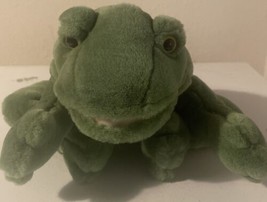 Russ Berrie Croaker Green Frog Hand Puppet Plush Stuffed Animal 10&quot; NO SOUNDS - £7.03 GBP