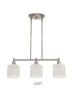 Hampton Bay 3-Light Brushed Steel Island Light with White Glass Shades - $2,307.04 MXN