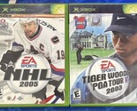 XBOX Sports Game Lot of 2 Tiger Woods PGA Tour 2003, NHL 2005 COMPLETE CIB - £9.74 GBP