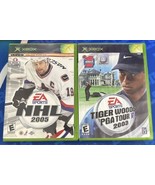 XBOX Sports Game Lot of 2 Tiger Woods PGA Tour 2003, NHL 2005 COMPLETE CIB - £9.59 GBP