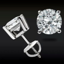 2.0 Carats Rond Moissanite Solitaire Clou Earrings IN 14K Plaqué or Blanc Argent - £99.72 GBP
