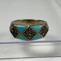 Vintage Diamond Shaped Sterling Silver .925-Triangle Turquoise Shaped Stone Ring - £18.98 GBP