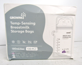 Grownsi Breastmilk Storage Bags, 6oz Temp-Sensing, Breast Milk - 130 Count - £23.62 GBP