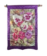 Pansies Purple Garden Flag Banner Double Sided Appliqued Yard 28&quot;x42&quot; Ev... - $10.49