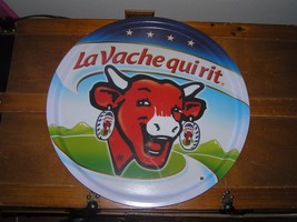 Used Large La Vache Quirit Red Cow Cheese Advertising Round Serving Tray... - £7.57 GBP