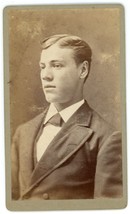CIRCA 1870&#39;S CDV Handsome Clean Cut Young Man Suit &amp; Tie Rogers Hartford, CT - £7.45 GBP
