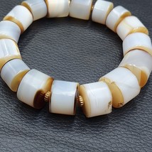 Antique Middle Eastern White Agate Beads Bracelet AGT-3 - $174.60