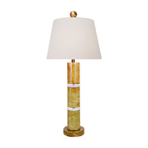 Beautiful Jade Stone w Crystal Round Bamboo Style Table Lamp Crystal Base 30&quot; - £242.49 GBP