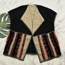 Blank London Anthropologie Kimono Vest Sweater Size M/L Black Beaded Emb... - $59.39