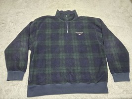 VTG Polo Sport Ralph Lauren L Green Tartan Plaid Deep Pile Fleece 1/4 Zi... - £35.82 GBP