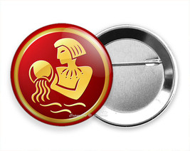 Aquarius Zodiac Horoscope Astrology Sign Symbol New Pin Pinback Button Gift Idea - £10.78 GBP+