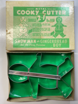 Vintage Holiday Christmas Metal Cookie Cutter Snowman &amp; Gingerbread Boy 8&quot; - $15.83