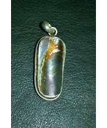 VINTAGE 925 STERLING SILVER NATURAL ABALONE SHELL PENDANT - £31.08 GBP