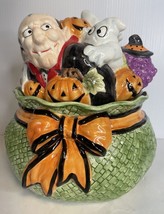 Fitz &amp; Floyd Witch Vampire Ghost Ceramic Cookie jar Halloween Decor Vintage - £29.56 GBP