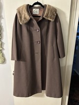 Vintage Cox’s 1960s Wool Swing Coat Mink Collar - £36.05 GBP