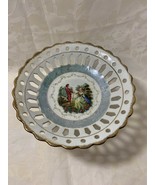 Vintage Candy Dish on a Pedestal Victorian Courtship Picture Design Gold... - £6.66 GBP