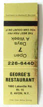 George&#39;s Restaurant - E. Avon, New York 20 Strike Matchbook Cover NY Matchcover - £1.39 GBP