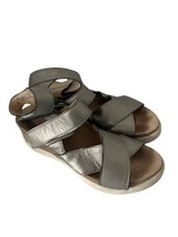 FLY LONDON Womens Shoes IDRA Wedge Sandals Silver Ankle Strap Sz 41 / 10... - $37.43