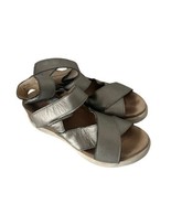 FLY LONDON Womens Shoes IDRA Wedge Sandals Silver Ankle Strap Sz 41 / 10... - $37.43