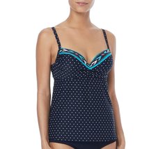 Coco Reef Womens Polka Dot Underwire Tankini Swim Top Black 32/34C - £23.15 GBP