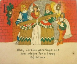 Christmas Greeting Card Madrigal Carolers Castle Vintage - £5.47 GBP