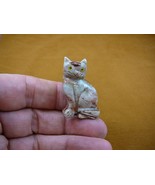 (Y-CAT-38) white tan red KITTY CAT gemstone love cats SOAPSTONE figurine... - $165.19 MXN